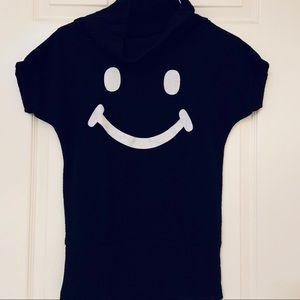 Black cowl neck short sleeves sweater